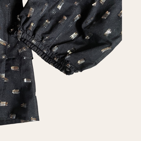 Halogen Nordstrom Gold Clipdot Sheer Sleeve Peplum Ruffle Blouse Size M NWT - Picture 6 of 10